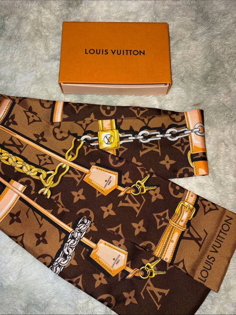 Louis Vuitton Brown Monogram confidential bandeau designer scarf bag/hair scarf